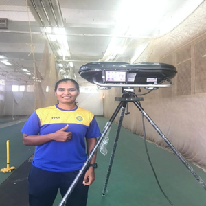 Shikha Pandey with Leverage Master Digi Bowling Machine Shikha Pandey with Leverage Master Digi Bowling Machine