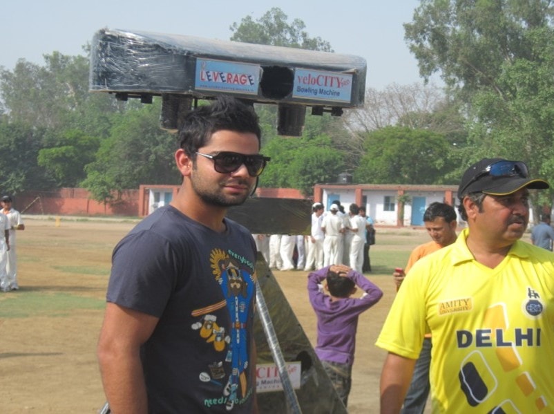 Virat Kohli with Leverage Cricket Bowling Machine