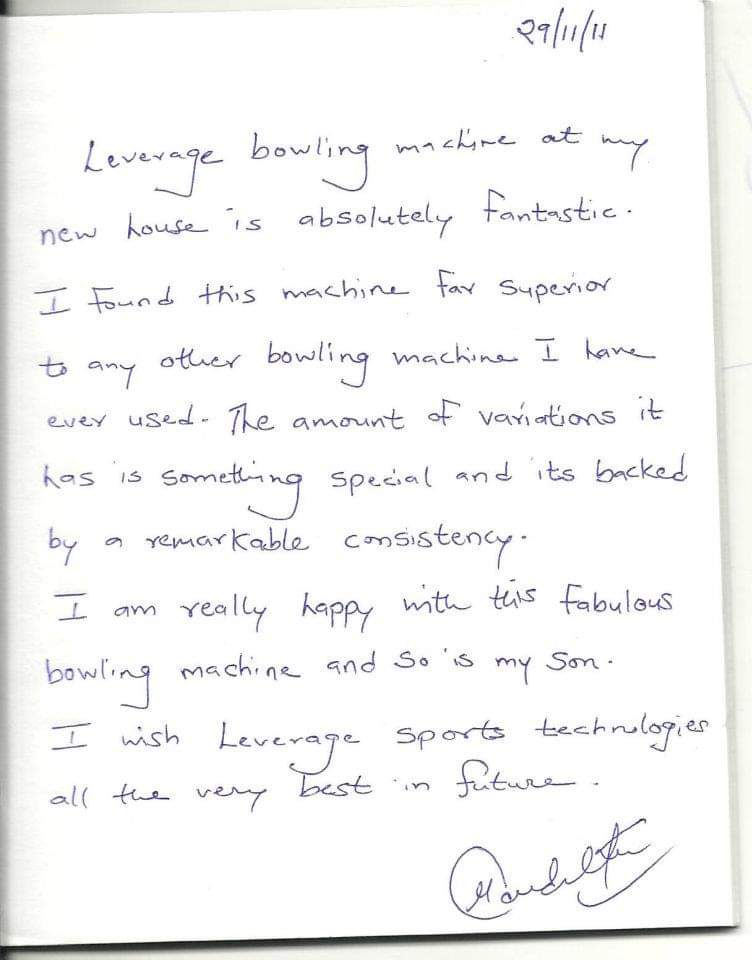 Sachin Tendulkar about Leverage Bowling Machine
